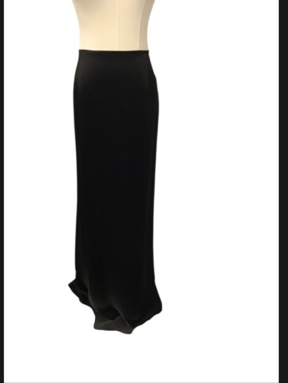 CARMEN MARC VALVO Black Satin Formal Evening Column Pencil Maxi Skirt | SZ 6